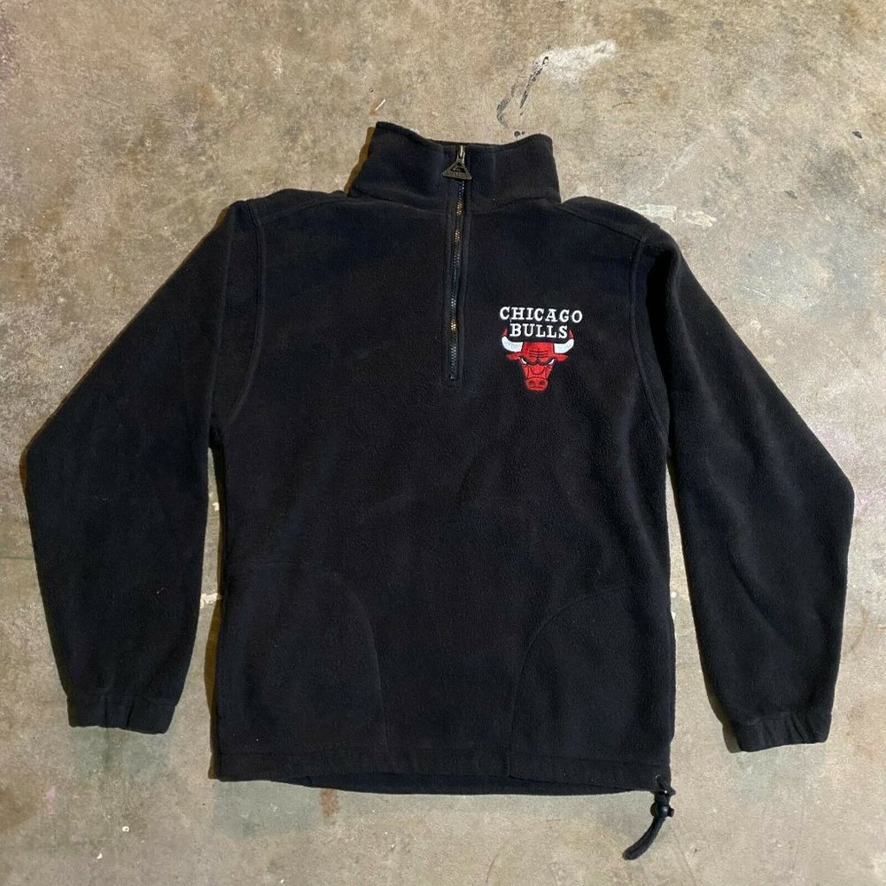 Genuine Stuff Boys Black Chicaco Bulls 1/4 Zip Pullover Sweatshirts Size XL